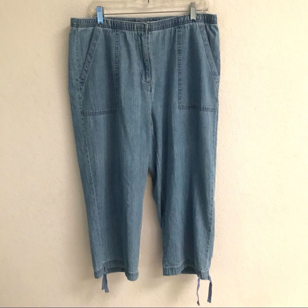Vintage light wash Classic Element granny core pull on cropped denim jeans 14
